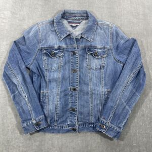 Tommy Hilfiger‎ Womens Large Blue Button Down Denim Jean Jacket